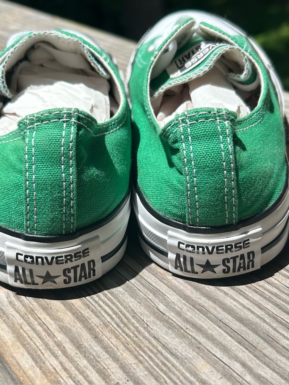 Converse Low Top Sneakers - Green & White Canvas - Picture 4 of 5